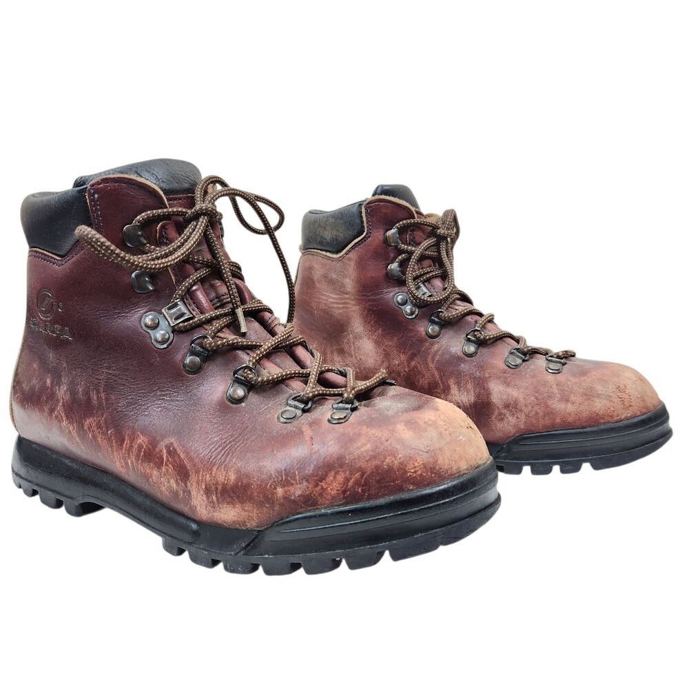 Scarpa Vintage Italian Made Mens Delta Steel Toe Hiking Boots Italy 41 US 8